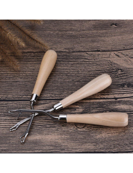 Juego de 3 herramientas de gancho de madera EBOOT 16.5 cm