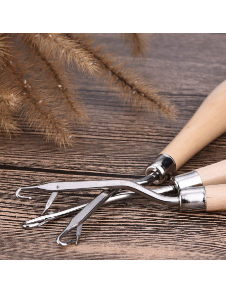 Juego de 3 herramientas de gancho de madera EBOOT 16.5 cm