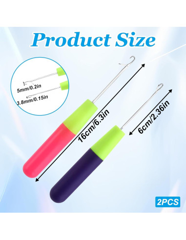 2 Agujas de Ganchillo KALIONE para Extensiones de Cabello 5mm y 3.8mm