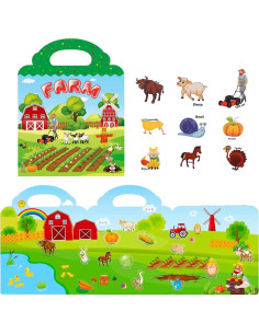 Libro de Pegatinas Reutilizables Yowlieu Granja 17.78x10.16cm 2