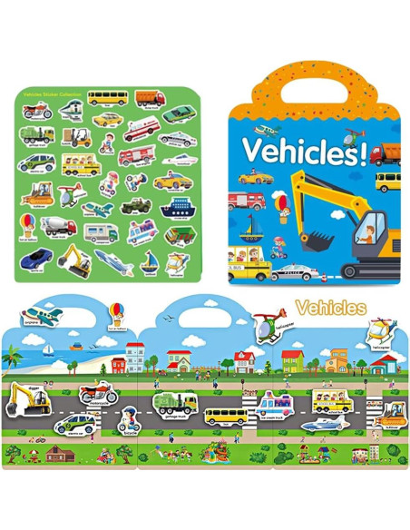 Libros de Pegatinas Reutilizables Yowlieu 3 Pcs Educativos