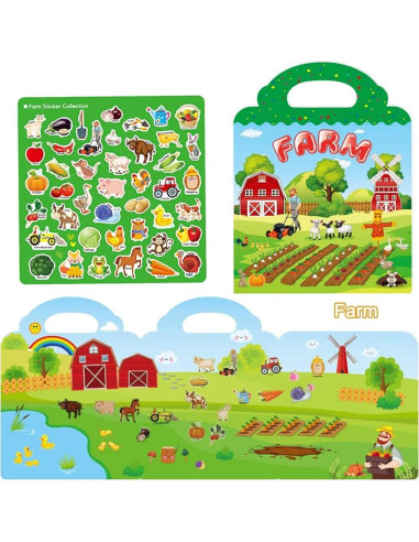 Libros de Pegatinas Reutilizables Yowlieu 3 Pcs Educativos