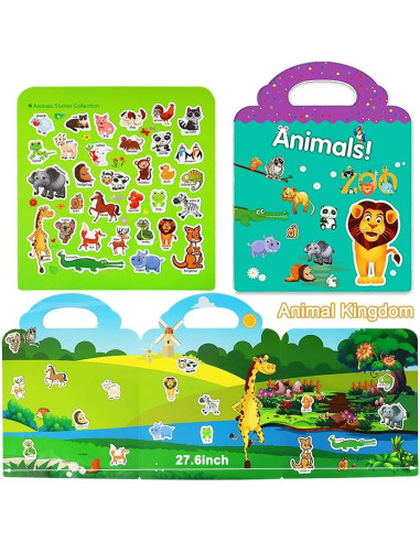 Libros de Pegatinas Reutilizables Yowlieu 3 Pcs Educativos