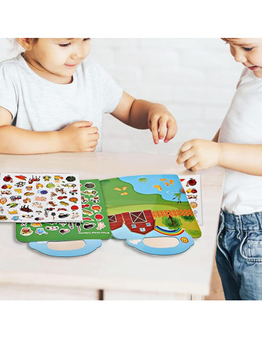 Libros de Pegatinas Reutilizables Yowlieu 3 Pcs Educativos