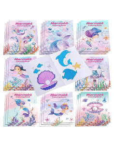Libros de Colorear Faccito 24 Pcs Mini Animales Sirena