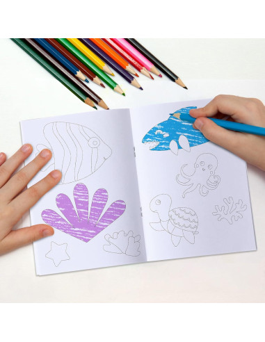 Libros de Colorear Faccito 24 Pcs Mini Animales Sirena