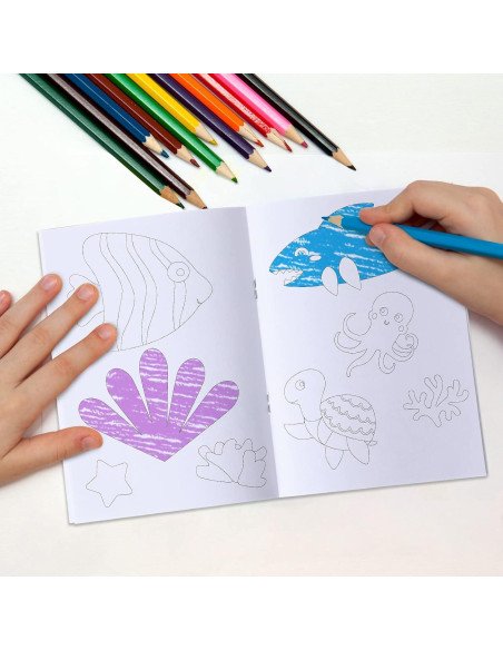 Libros de Colorear Faccito 24 Pcs Mini Animales Sirena