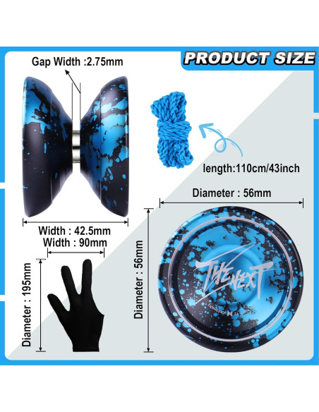 Yoyo Profesional JOLESHARE T2 Aluminio Azul Negro + Accesorios