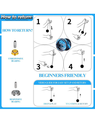 Yoyo Profesional JOLESHARE T2 Aluminio Azul Negro + Accesorios