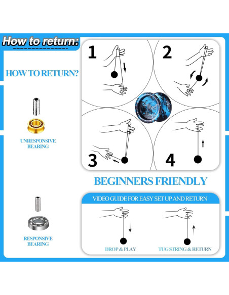 Yoyo Profesional JOLESHARE T2 Aluminio Azul Negro + Accesorios