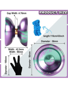 Yoyo Profesional JOLESHARE No Responsivo 5.08cm Púrpura Verde 2
