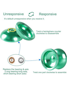 Yoyo Profesional JOLESHARE No Responsivo Verde con Accesorios 2