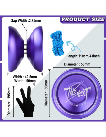 Yoyo Profesional JOLESHARE T2 Aluminio Púrpura + Cuerdas