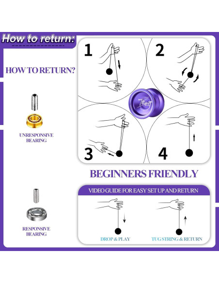 Yoyo Profesional JOLESHARE T2 Aluminio Púrpura + Cuerdas