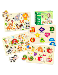 Rompecabezas de Madera Montessori 4 Paquete para Niños