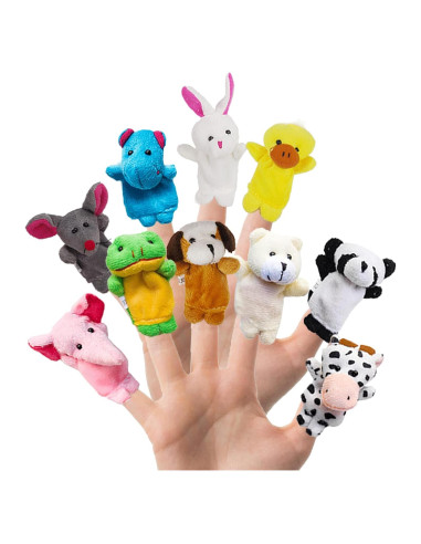 10 Piezas Títeres de Dedos RIY Animales de Granja 7 cm