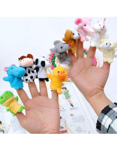10 Piezas Títeres de Dedos RIY Animales de Granja 7 cm