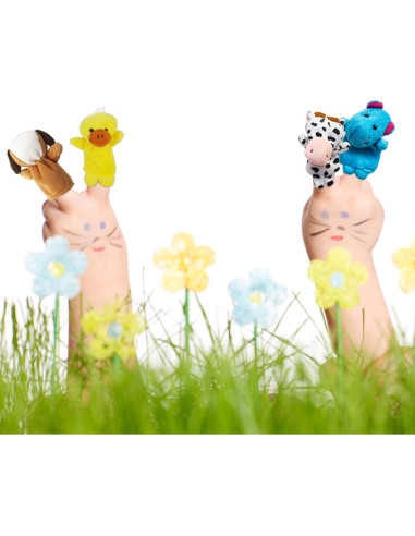 10 Piezas Títeres de Dedos RIY Animales de Granja 7 cm