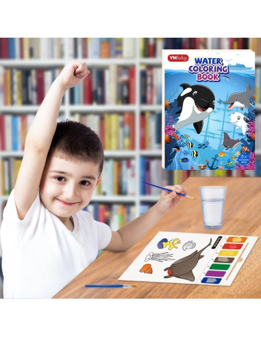Libro para Pintar con Agua YMluky Animales Marinos 20 Páginas