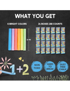 Tizas Mini Coloridas JOYIN 24 Cajas No Tóxicas 288 Piezas 2