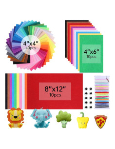 Kit de Artesanía ABEJFIC 60 Piezas Hojas de Fieltro 1mm