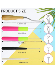 Set de 5 Ganchos de Crochet GAQWOK para Dreadlocks y Manualidades 2