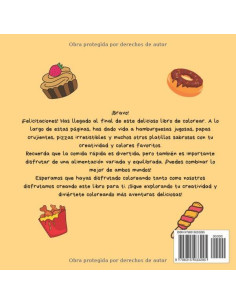 Libro para colorear comida rápida: Libro para colorear comida (Spanish Edition) 2