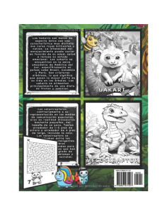 LIBRO PARA COLOREAR: PARA NINOS CON ANIMALES DINOSAURIOS DATOS CURIOSOS Y LABERINTOS (Spanish Edition) 2