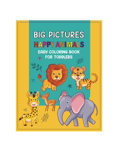 Big Pictures: Happy Animals Easy Coloring Book for Toddlers