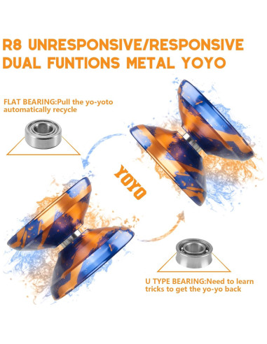 Yoyo Profesional WATIEOBOO R8 Azul y Oro para Niños