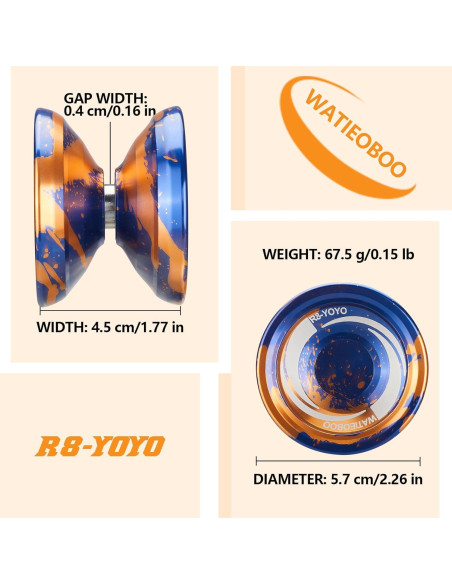 Yoyo Profesional WATIEOBOO R8 Azul y Oro para Niños
