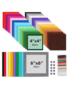 Kit de Hojas de Fieltro Loyisal 90PCS 10x10cm y 15x15cm Colores Surtidos