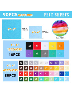 Kit de Hojas de Fieltro Loyisal 90PCS 10x10cm y 15x15cm Colores Surtidos 2