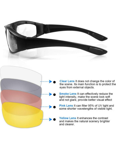 3 Pares de Gafas de Motocicleta Modi Fly UV400 Acolchadas