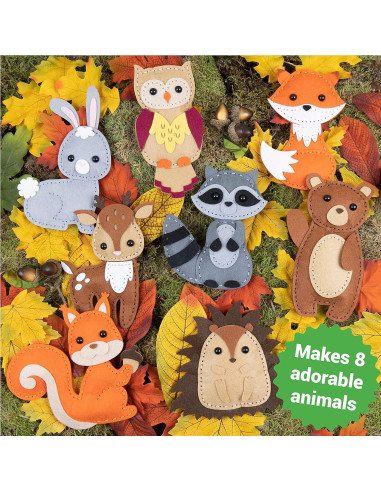Kit de Costura Craftorama para Niños - Animales de Fieltro 165 Piezas