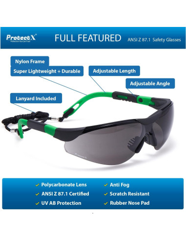 Gafas de Seguridad ProtectX Classic, Lentes Antivaho y UV