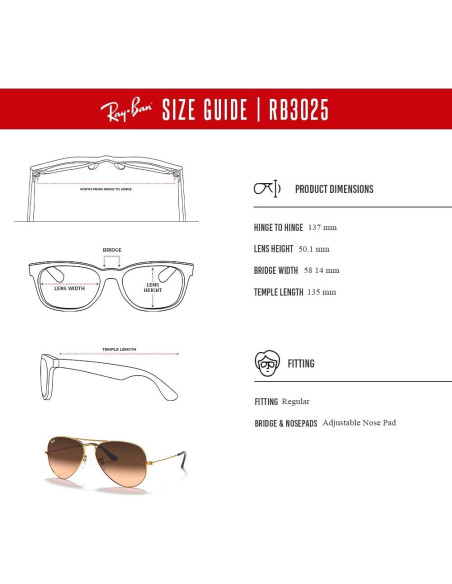 Gafas de sol Ray-Ban RB3025 Aviator Unisex + Kit de limpieza
