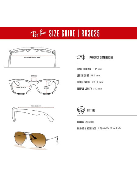 Gafas de sol Ray-Ban RB3025 Aviator Metal 62mm con kit iWear