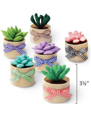 Kit de Manualidades de Fieltro Jardín Brillante - 6 Suculentas 8.9 cm
