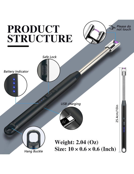 Encendedor Eléctrico Recargable USB-C RSBYE 360 Flexible Negro