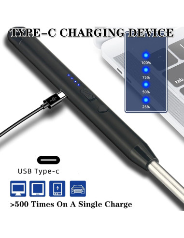 Encendedor Eléctrico Recargable USB-C RSBYE 360 Flexible Negro