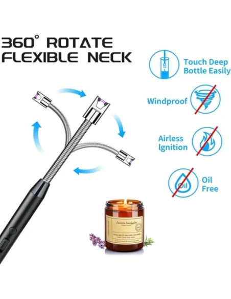 Encendedor Eléctrico Recargable USB-C RSBYE 360 Flexible Negro