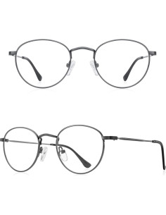 Gafas Redondas Metal Gris UV400 Anti Luz Azul 2.5x 2