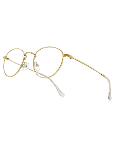Gafas Redondas de Metal Oro UV400 para Luz Azul 1.5x
