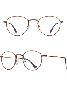 Gafas Redondas de Metal Vintage Anti Luz Azul 2.0x 2
