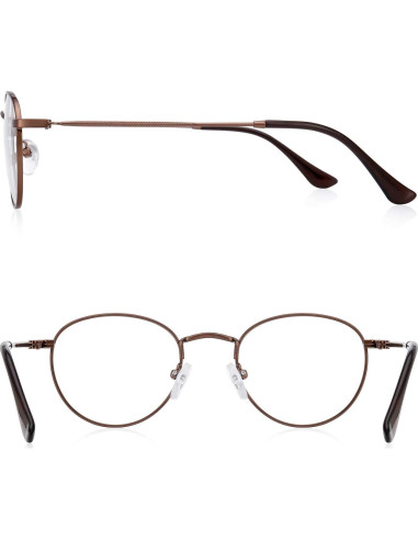 Gafas Redondas Metal Vintage Anti Luz Azul 1.5x Marrón