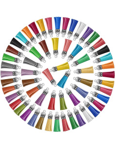 Paxcoo 120 Piezas Tassels de Llavero Multicolores 40mm 2