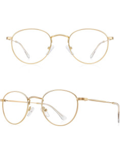 Gafas Redondas de Metal Oro 3.75x Anti Luz Azul Vintage 2