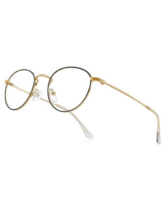 Gafas Redondas Metal Oro y Negro Anti Luz Azul 3.0x
