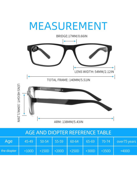 Gafas de lectura DONGDI 4 paquetes anti luz azul 2.00